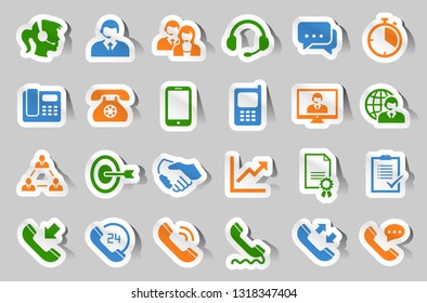 Customer support service sticker icon set