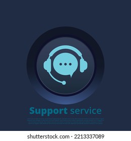 Customer support service ui button with flat icon