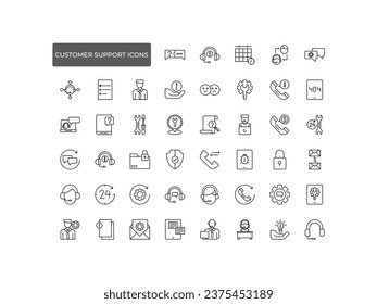 Kundendienst-Vektorsymbol-Set, dünne Linie Design