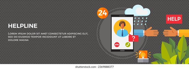 Customer support service web banner, live remotely helpline communication landing page vector illustration. Client hotline advice assistant communication consulting answering question promo post