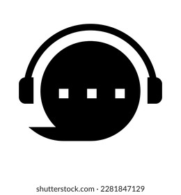 Customer support silhouette icon. Chatbot. Vector.