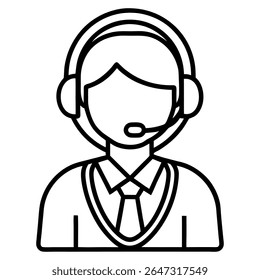 Customer Support Silhouette Icon on White Background – Vector Illustration for Call Center, Help Desk, and Service Concepts
