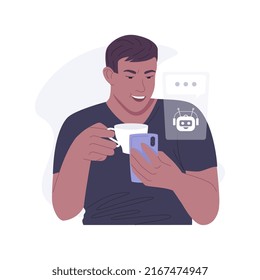 Customer support solutions isolated cartoon vector illustrations. Marketing manager chatting with client using phone, chatbot service, IT technology, data transfer, CRM system vector cartoon.