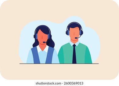 Customer Support Team with Headsets Providing Excellent Service and Assistance in a Professional Call Center Environment