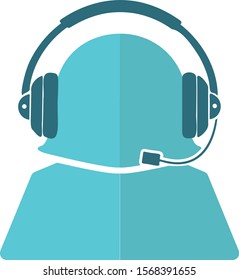 Customer support and telemarketing vector icon female