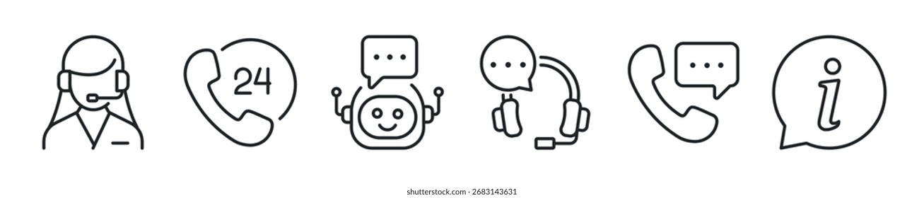 Customer support thin line icon set. Web minimal icons