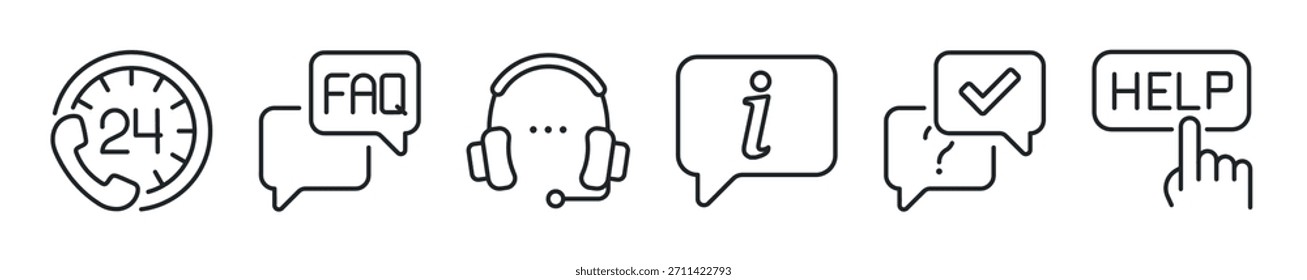 Customer support thin line icon set. Web minimal icons