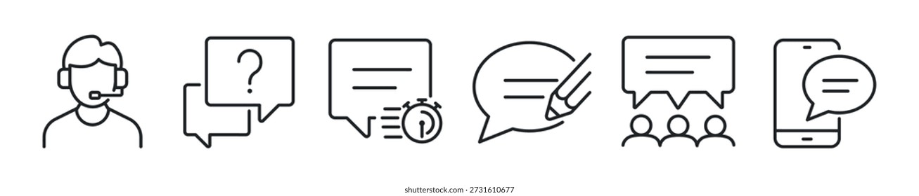 Customer support thin line icon set. Web minimal icons