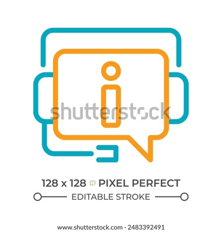 Customer support two color line icon. Speech bubble and headset. Help desk service. FAQ. Call center bicolor outline symbol. Duotone linear pictogram. Isolated illustration. Editable stroke