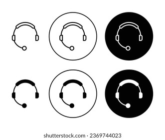 Customer support vector icon set in black color. Suitable for apps and website UI designs