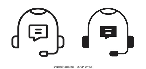 Customer support vector icon set in black.