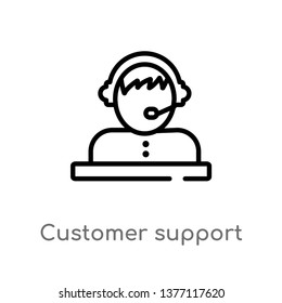 customer support vector line icon. Simple element illustration. customer support outline icon from strategy concept. Can be used for web and mobile