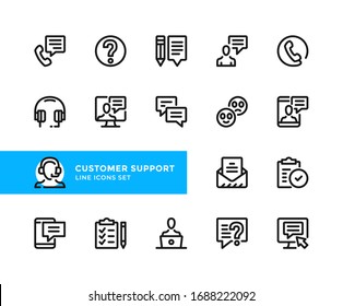 Customer support vector line icons. Simple set of outline symbols, graphic design elements. Line icons