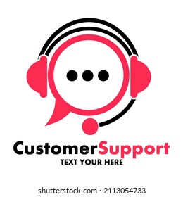 Customer support vector logo template. This design use headset symbol. Suitable for communication