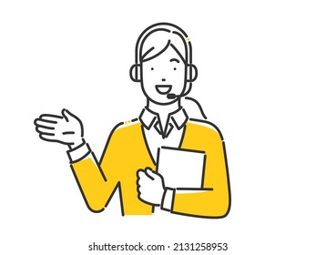 Customer support woman to guide