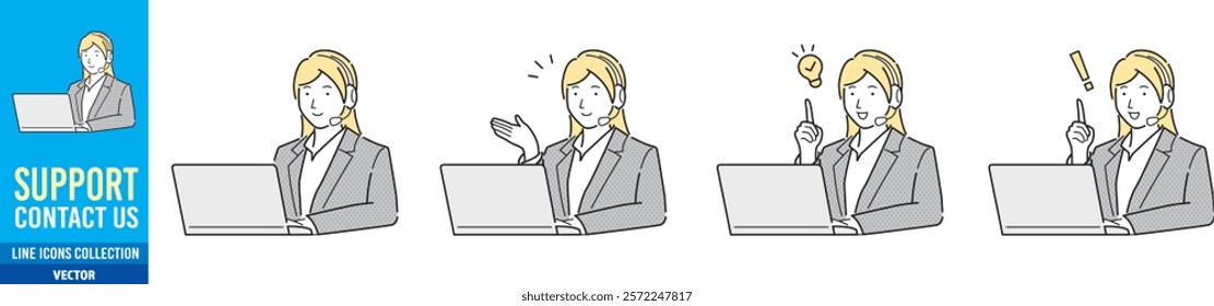 customer support woman with headphones vector illustration