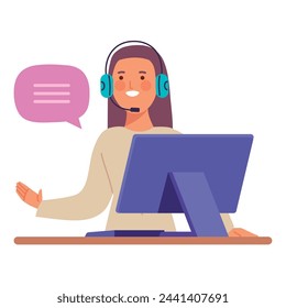 customer support woman operator isolated