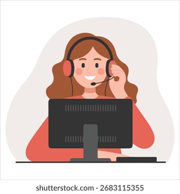 Elemento gráfico vetorial feminino de suporte ao cliente isolado