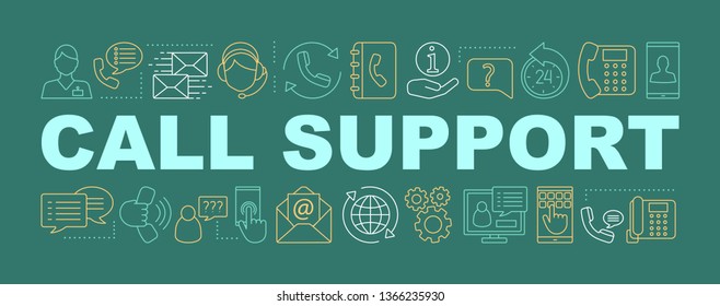 Customer support word concepts banner. Client service. Technical support, call center, customer retention. Isolated lettering typography idea with linear icons. Vector outline illustration