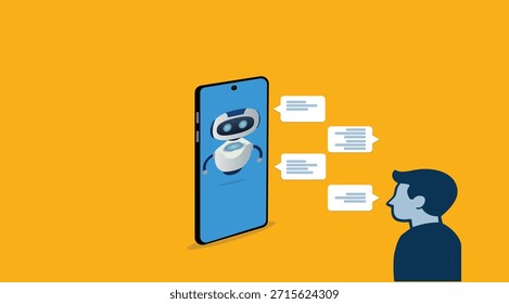 Asistencia al cliente.. Chat bot AI y concepto de Servicio al cliente. Chat bot asistente virtual a través de mensajería. Ayudar

