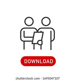 Customer survey icon. Team Manager with paperwork. Cooperation vector concept.