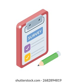 Diseño de Vector isométrico de Encuesta Cliente en estilo moderno