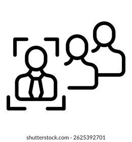 Cliente Vector de contorno de icono de destino. Enfoque en el cliente. Investigación de mercado