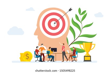 customer target mind team business development for marketing concept with people and head icon with modern flat style - vector