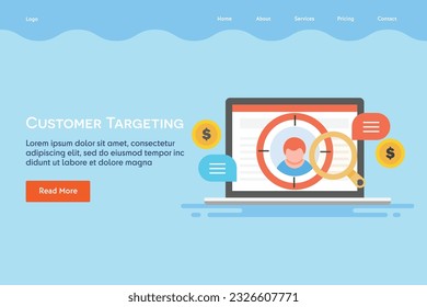 Estrategia de marketing dirigida al cliente. segmentación del cliente. Tecnología de retención de clientes: fondo de ilustración vectorial con iconos