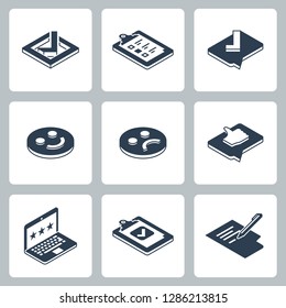Customer Testimonials, Feedback and User Experience Vector Icon Set in Isometric Style