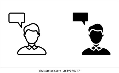 Icono de testimonios Clientes, Ilustración vectorial sobre fondo blanco.