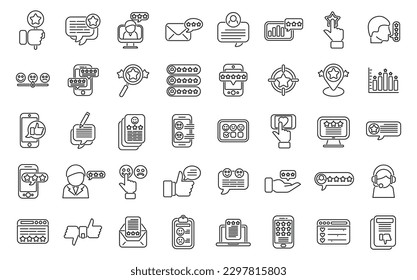 Customer testimonials icons set outline vector. Service review. Client positive