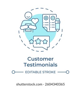 Customer testimonials soft blue