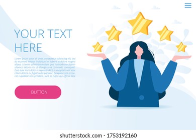 Customer testimonials. Vector illustration for web banner, infographics, mobile . 5 stars.