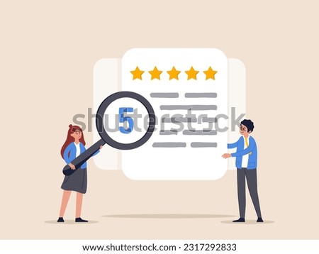 Customer trust concept. Reputation management team monitor online feedback rating to improve brand positive rank and gain, marketing team monitor and analyze stars rating to increase satisfaction.