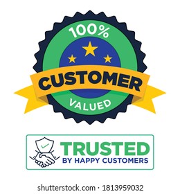 Customer trusted, values illustrated vector seal for business