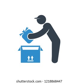 customer unboxing a gift box icon on white background