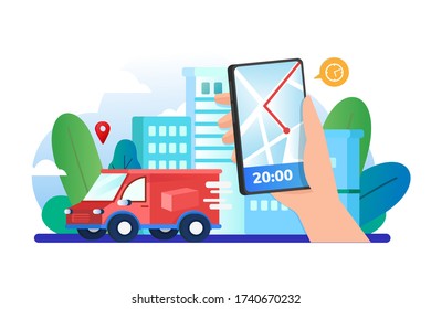 Customer using mobile app for tracking order delivery