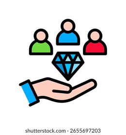 Ilustración vectorial de color lineal de icono de valor de Cliente