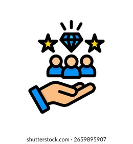 Ilustración vectorial de color lineal de icono de valor de Cliente