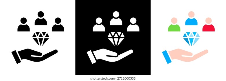 Ilustración vectorial de glifo de conjunto de iconos de valor de Cliente