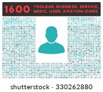 Customer vector icon and 1600 other business, service tools, medical care, software toolbar, web interface pictograms. Style is bicolor flat symbols, grey and cyan colors, rounded angles, white