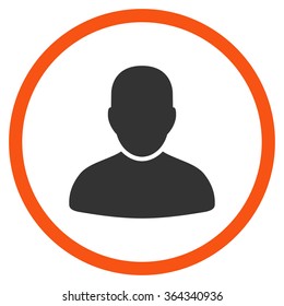 Customer vector icon. Style is bicolor flat circled symbol, orange and gray colors, rounded angles, white background.