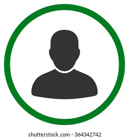 Customer vector icon. Style is bicolor flat circled symbol, green and gray colors, rounded angles, white background.