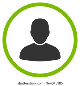 Customer vector icon. Style is bicolor flat circled symbol, eco green and gray colors, rounded angles, white background.