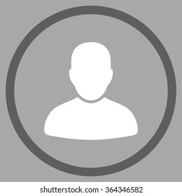 Customer vector icon. Style is bicolor flat circled symbol, dark gray and white colors, rounded angles, silver background.
