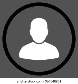 Customer vector icon. Style is bicolor flat circled symbol, black and white colors, rounded angles, gray background.