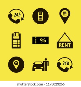 customer vector icons set. with call center, sale ticket, pos terminal and store location in set