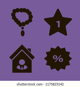 customer vector icons set. with hotel one star, discount tag, house seller and necklace in set