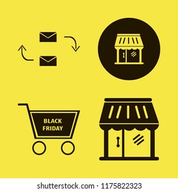 customer vector icons set. with response letter, shopping cart and shop in set